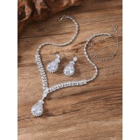 SET737 - Simple Diamond Necklace Set